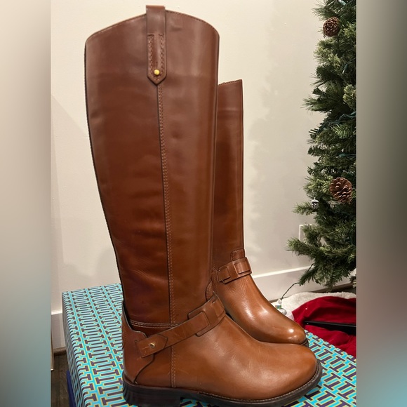 TORY BURCH COLTON ALMOND LEATHER RIDING BOOT - Picture 8 of 8